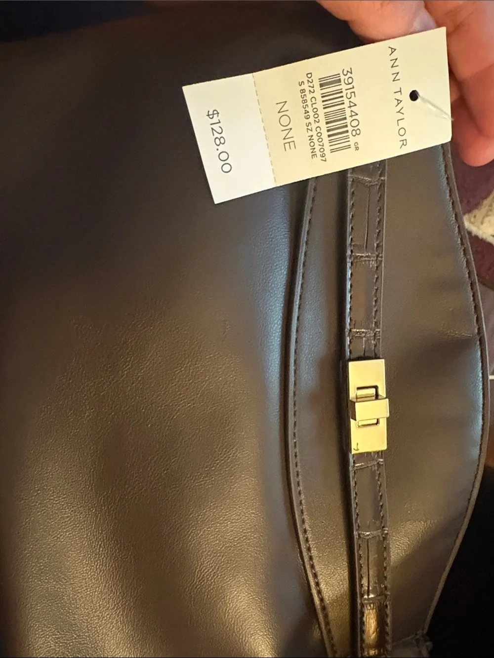 Ann Taylor Dark Brown Leather Messenger with Gold Turn-Lock